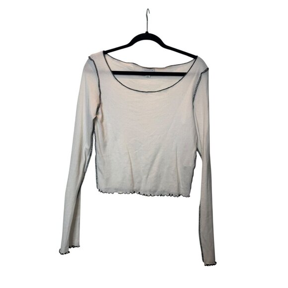 Topshop Tops - Topshop Lettuce Hem Long Sleeve Top | Size 12 | Y2K Minimalist Streetwear